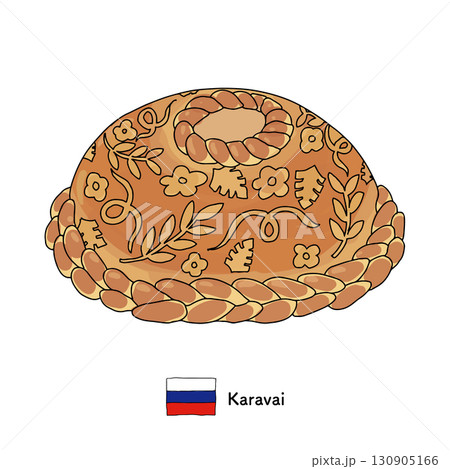 ロシア料理 カラヴァイの線画イラスト ロシア料理 カラヴァイの線画イラスト 130905166