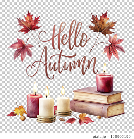 Hello Autumn Watercolor white background  130905190