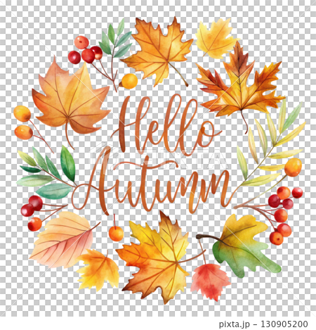 Hello Autumn Watercolor white background  130905200