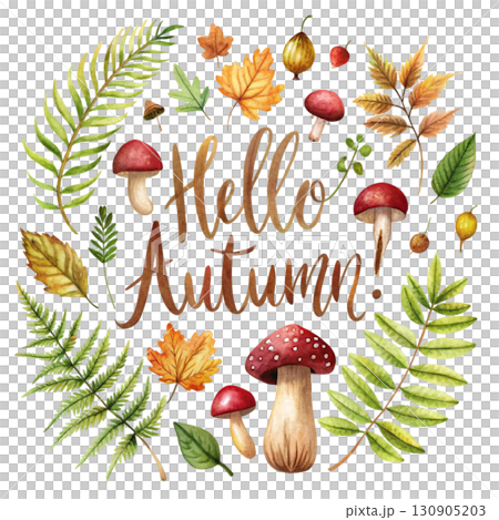 Hello Autumn Watercolor white background  130905203