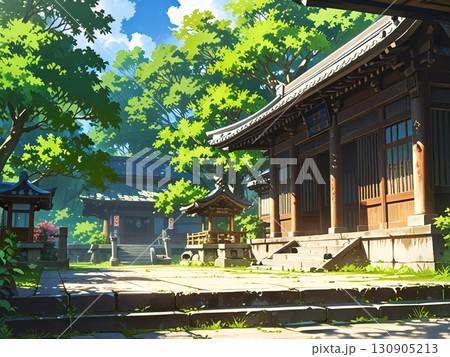 緑に包まれた日本の寺院 130905213
