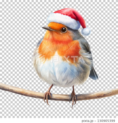 Minimal watercolor illustration of a cute robin with a red chest Watercolor white background Minimal watercolor illustration of a cute robin with a red chest Watercolor white background 130905399