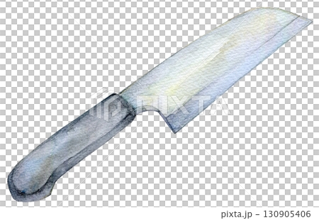 Watercolor illustration, hand-drawn illustration, analog illustration, kitchen knife Watercolor illustration, hand-drawn illustration, analog illustration, kitchen knife 130905406