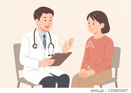 医者から診断を受ける患者 医療相談・健康診断イメージイラスト 医者から診断を受ける患者 医療相談・健康診断イメージイラスト 130905407