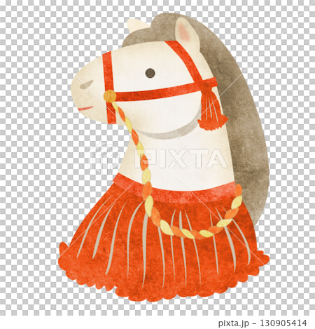 かわいい午年の白い馬の首馬の干支飾りのイラスト素材 [130905414] - PIXTA