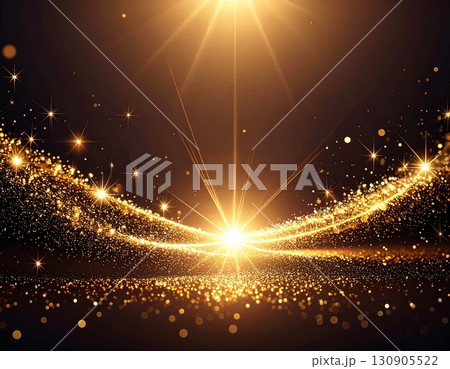 きらめく光粒とレンズフレアが舞う幻想的な輝きの背景イメージ きらめく光粒とレンズフレアが舞う幻想的な輝きの背景イメージ 130905522