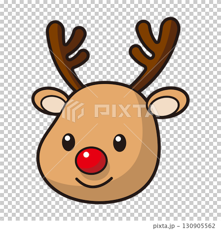 赤い鼻が特徴的なトナカイの顔 赤い鼻が特徴的なトナカイの顔 130905562