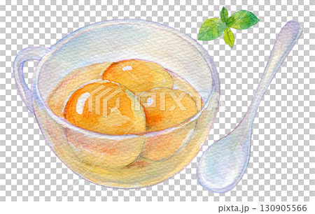 水彩イラスト　手描きイラスト　アナログイラスト　あんずのコンポート 130905566