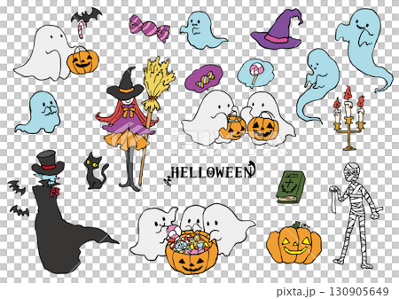 手描きのハロウィンセット 130905649