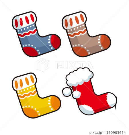 4つの柄のクリスマスストッキング 130905654
