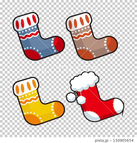 4つの柄のクリスマスストッキング 130905654