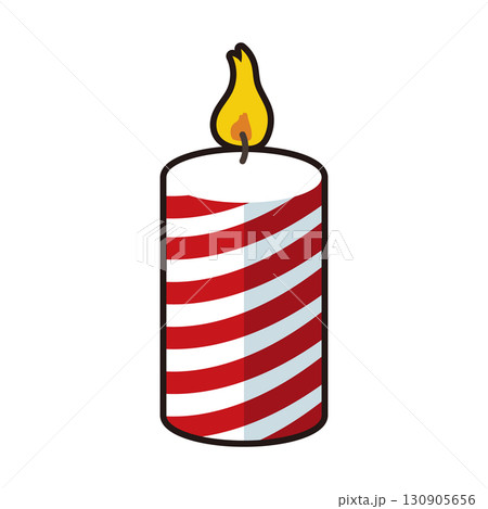 赤と白のストライプ柄のろうそく 130905656