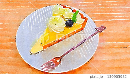 透明水彩 水彩画 デザート 130905982