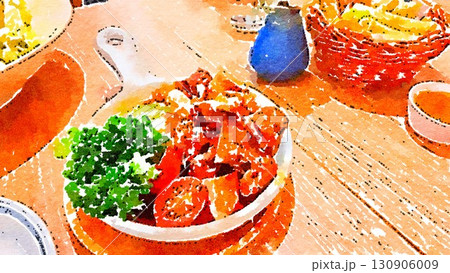 透明水彩 水彩画 食べ物 130906009