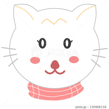 cute cat face with scarf 130906138