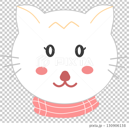 cute cat face with scarf 130906138