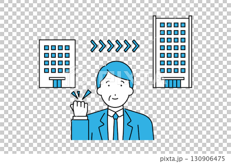 より大きな企業への転職活動が成功したミドル世代のビジネスマンのイメージイラスト より大きな企業への転職活動が成功したミドル世代のビジネスマンのイメージイラスト 130906475