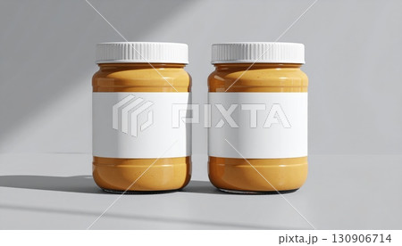 Jar of Peanut Butter on White Background 130906714