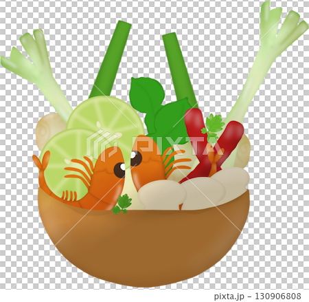 bowl with vegetables and fruits 130906808