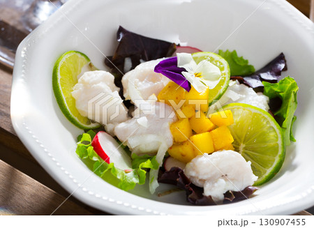 Codfish ceviche with lime and mango 130907455