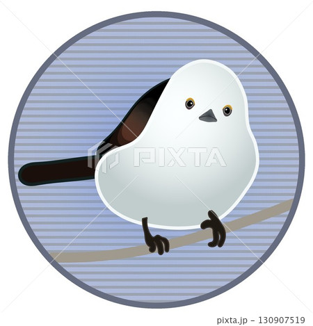 円形背景つきシマエナガのイラスト 130907519