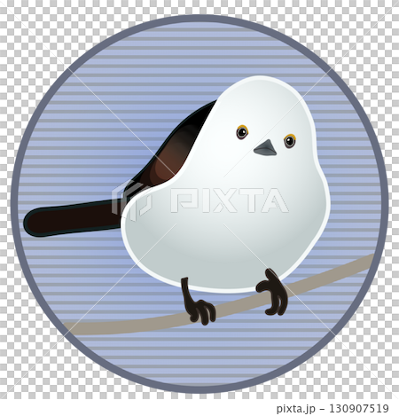 円形背景つきシマエナガのイラスト 130907519