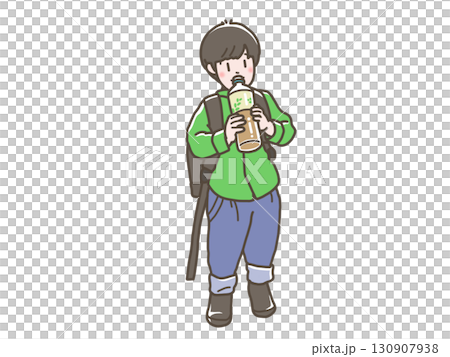 お茶を飲む男の子のイラスト 130907938