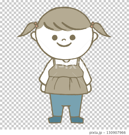 穿長袖和長褲的女孩 130907966