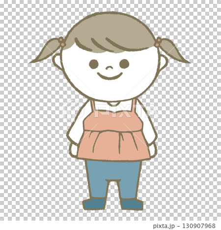 穿長袖和長褲的女孩 130907968