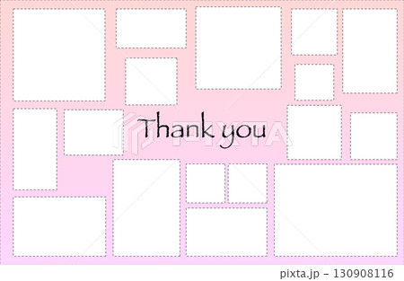 シンプル ランダム配置フォトフレーム Thank you グラデーション背景 ピンク 130908116