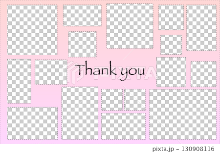 シンプル ランダム配置フォトフレーム Thank you グラデーション背景 ピンク 130908116