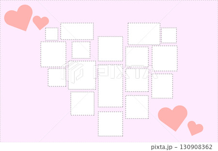 ハート型 フォトフレーム　ピンク背景 130908362