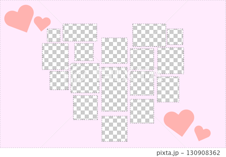 Heart-shaped photo frame on a pink background 130908362