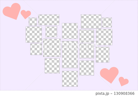 Heart-shaped photo frame with purple background 130908366