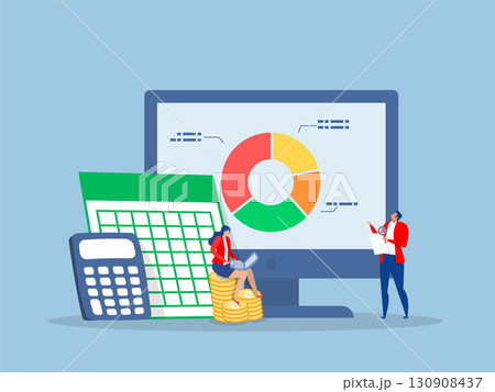 Spreadsheet producing reports,business people accountants with calculator, spreadsheet producing reports,Accounting and finance audit, calculate budget, profit and loss, produce report graph from data Spreadsheet producing reports,business people accountants with calculator, spreadsheet producing reports,Accounting and finance audit, calculate budget, profit and loss, produce report graph from data 130908437