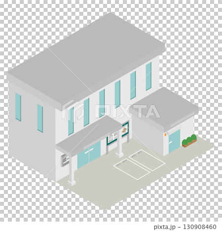 アイソメトリックな銀行の建物をイメージした素材 130908460