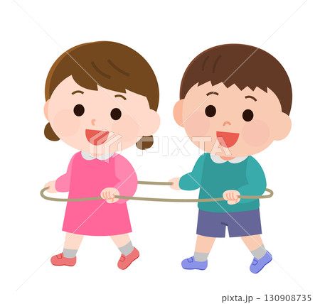 電車ごっこで遊ぶ男の子と女の子 イラスト 電車ごっこで遊ぶ男の子と女の子 イラスト 130908735