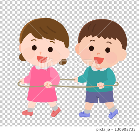 Boy and girl playing train illustration Boy and girl playing train illustration 130908735