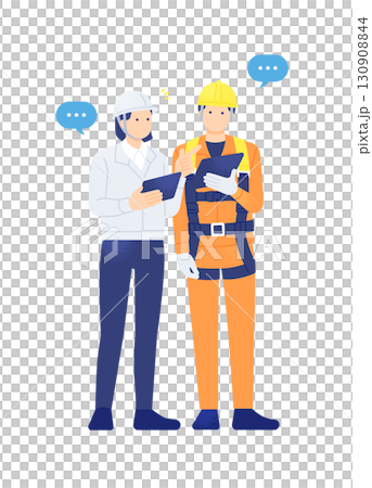 一群身穿全套安全帶的男女在平板電腦上檢查工作 一群身穿全套安全帶的男女在平板電腦上檢查工作 130908844