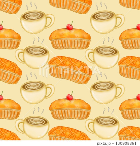 Seamless pattern of Autumn. Hand drawn watercolor illustration. For menus, labels, paper, textiles and seasonal fabric. 130908861