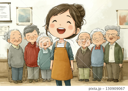 美優シリーズ:美優が高齢者と一緒に歌を楽しんでいるシーン 美優シリーズ:美優が高齢者と一緒に歌を楽しんでいるシーン 130909067