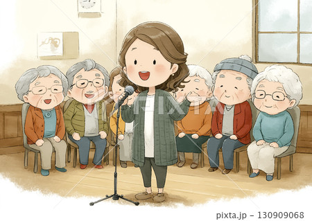 美優シリーズ:美優が高齢者と一緒に歌を楽しんでいるシーン 美優シリーズ:美優が高齢者と一緒に歌を楽しんでいるシーン 130909068