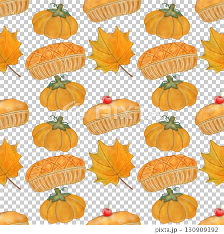 Seamless pattern of Autumn. Hand drawn watercolor illustration. For menus, labels, paper, textiles and seasonal fabric transparent background. Seamless pattern of Autumn. Hand drawn watercolor illustration. For menus, labels, paper, textiles and seasonal fabric transparent background. 130909192