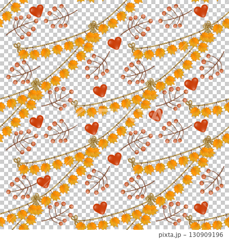 Seamless pattern of Autumn. Hand drawn watercolor illustration. For menus, labels, paper, textiles and seasonal fabric transparent background. Seamless pattern of Autumn. Hand drawn watercolor illustration. For menus, labels, paper, textiles and seasonal fabric transparent background. 130909196