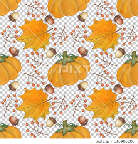 Seamless pattern of Autumn. Hand drawn watercolor illustration. For menus, labels, paper, textiles and seasonal fabric transparent background. Seamless pattern of Autumn. Hand drawn watercolor illustration. For menus, labels, paper, textiles and seasonal fabric transparent background. 130909200