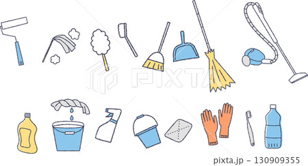 掃除道具のイラストセット 130909355