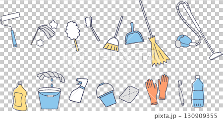 掃除道具のイラストセット 130909355