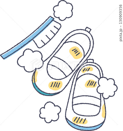 汚れた上靴を洗うイラスト 汚れた上靴を洗うイラスト 130909356