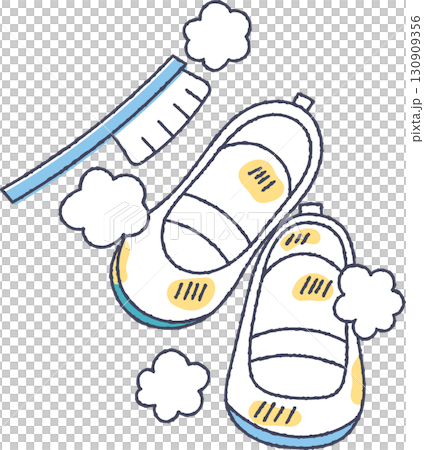 汚れた上靴を洗うイラスト 汚れた上靴を洗うイラスト 130909356