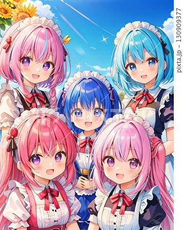 可愛い女の子たちのイラスト 130909377